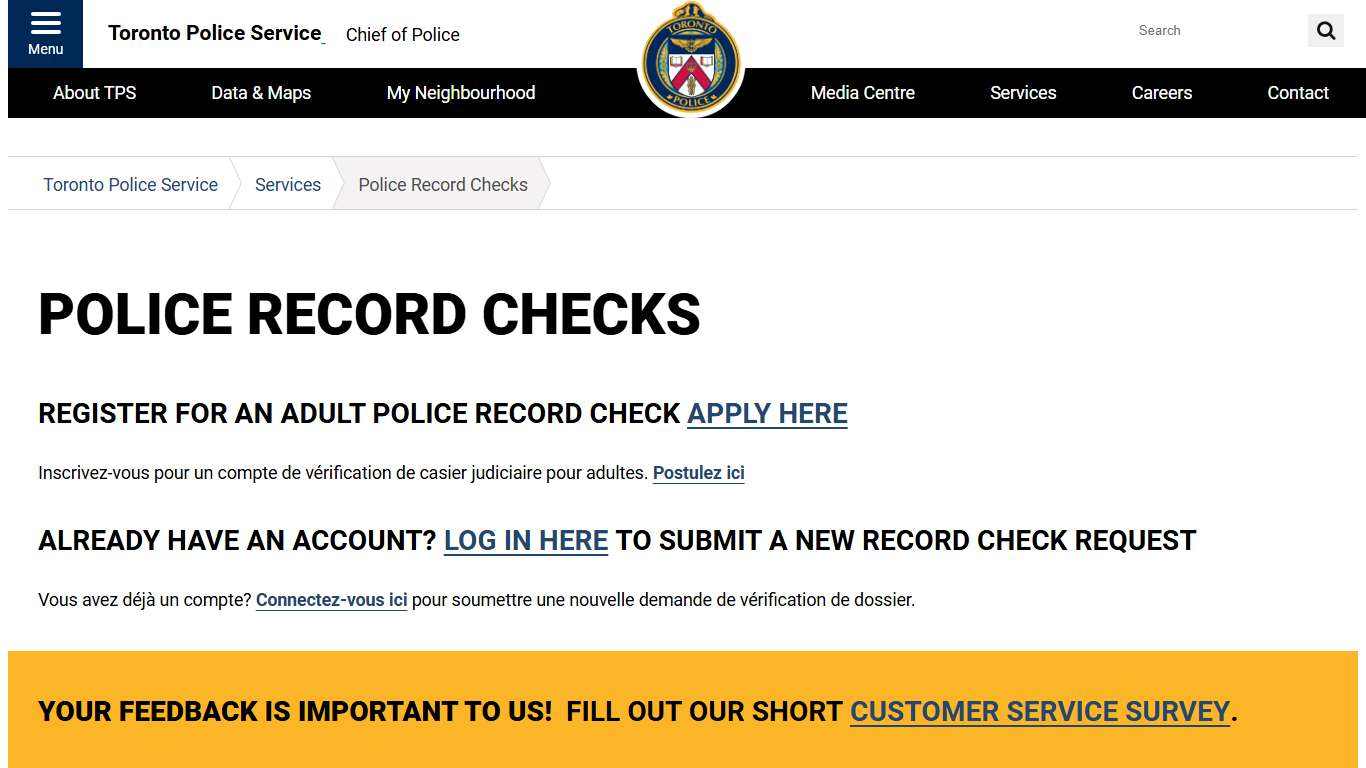 Police Record Checks- Toronto Police Service